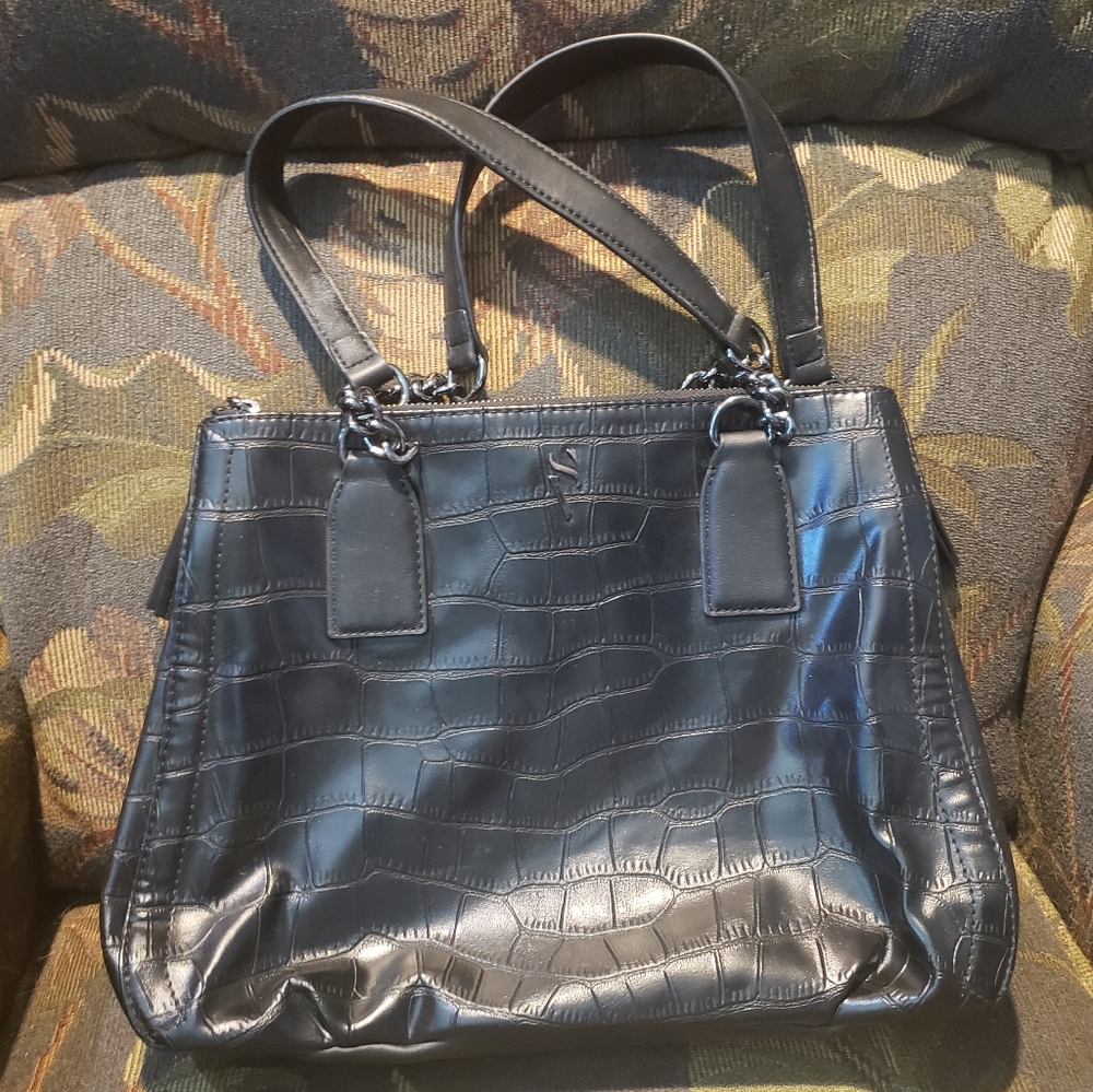 Simply Vera black embossed reptile purse shoulder bag